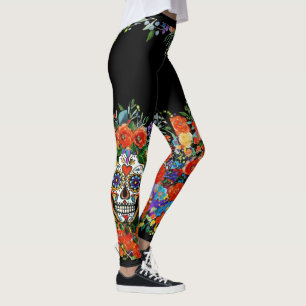 Legging Crânio do açúcar floral
