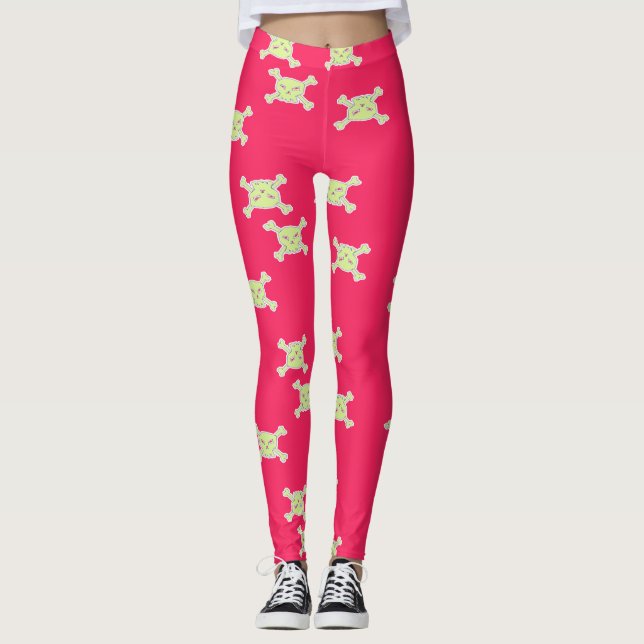 Legging crânio e ossos verdes (Frente)