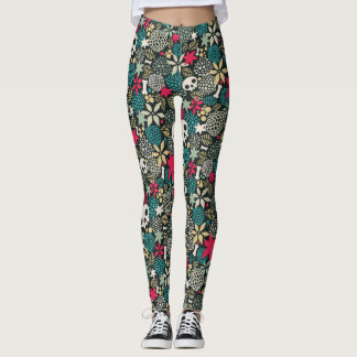 Legging Crânio nas flores