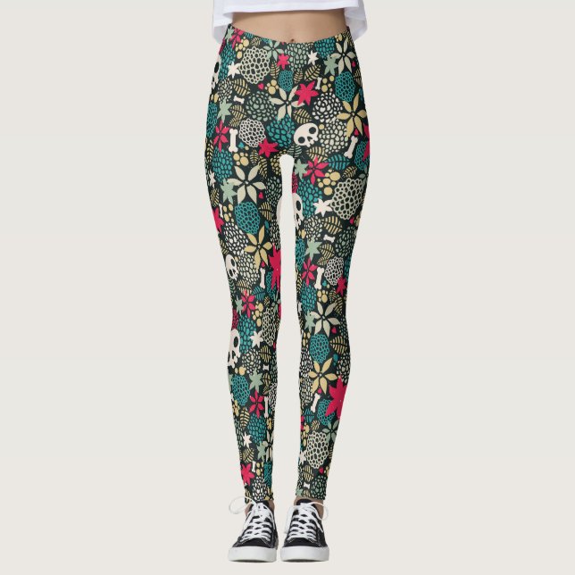 Legging Crânio nas flores (Frente)