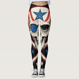 Legging Crânio Patriótico e Bandeira Americana Crossbones