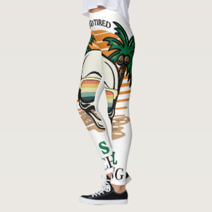 Legging Cranio Retro Engraçado Cansado Ainda Relaxando Pôr