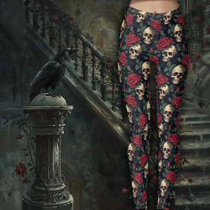 Legging Crânios com Rosas vermelhas