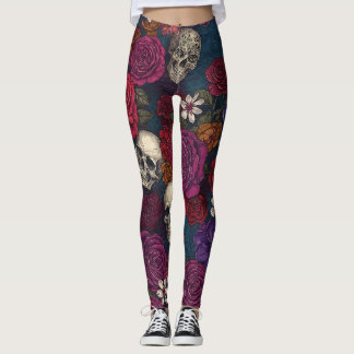 Legging Crânios e flores
