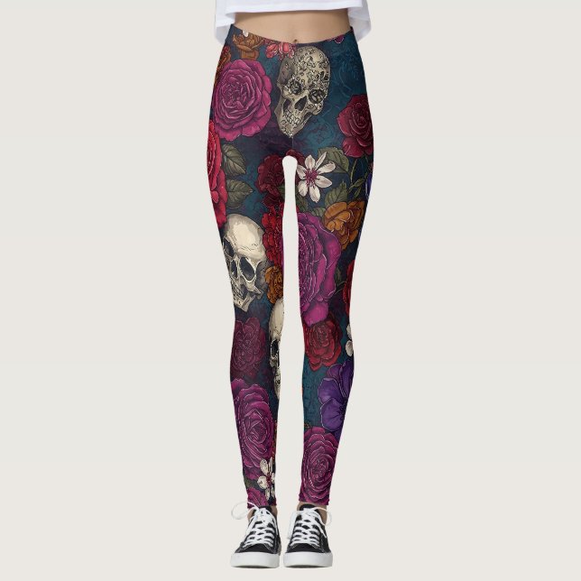 Legging Crânios e flores (Frente)