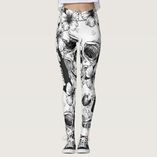 Legging Crânios e flores