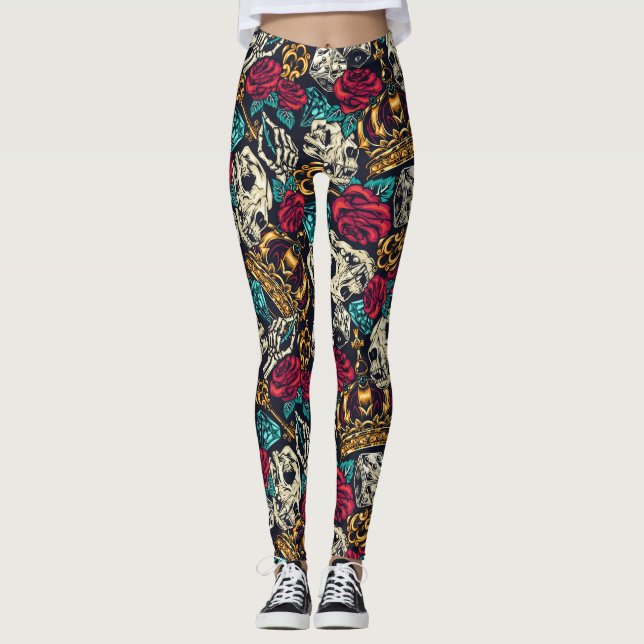 Legging Crânios e flores (Frente)