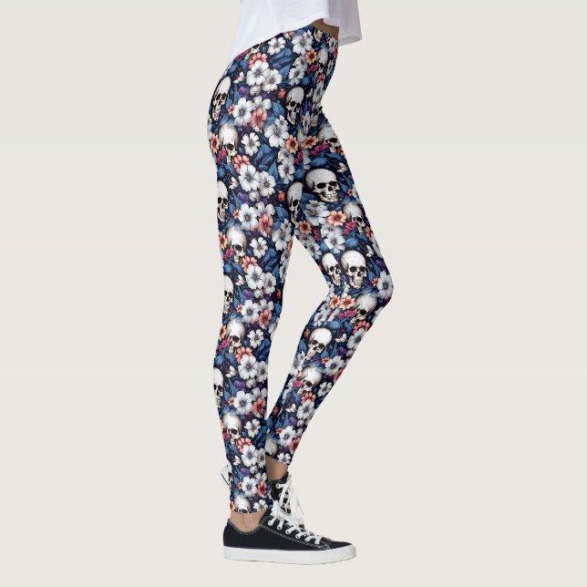 Legging Crânios Entre as Flores (Direita)