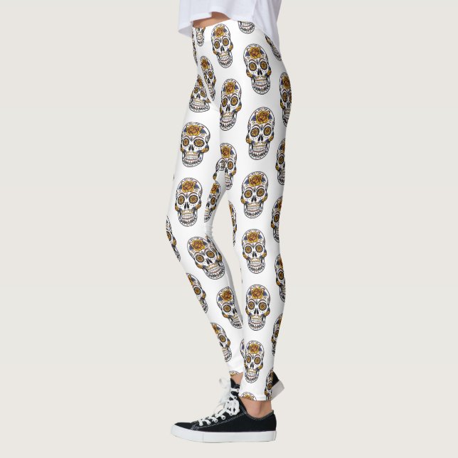 Legging Crânios Florais Padrão Mulheres (Esquerda)