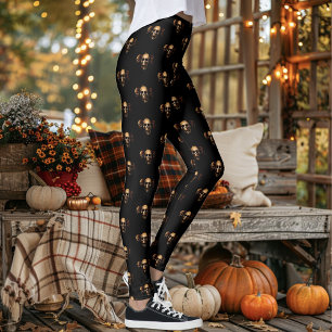 Legging Crânios Góticos Sombrios Trio Negro Humano Criatur