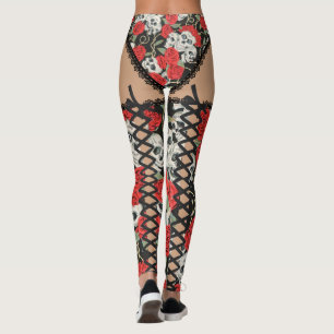 Legging Crânios & rosas (ate acima)
