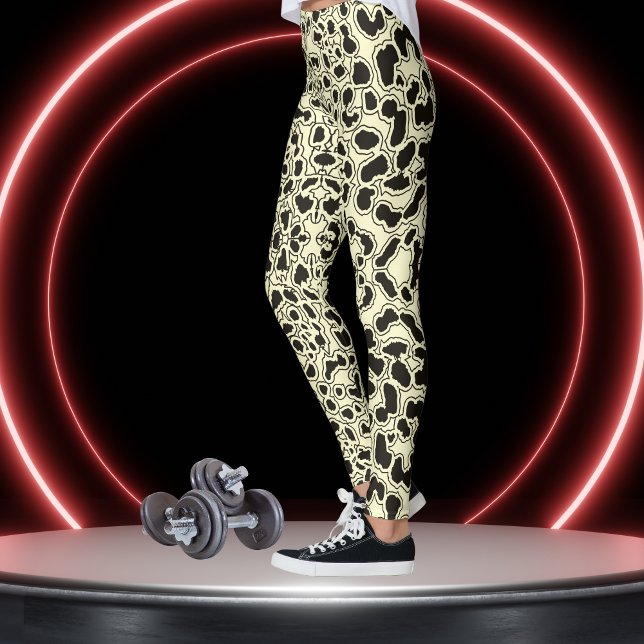 Legging Cream Snow Leopard Safari Impressão (Criador carregado)