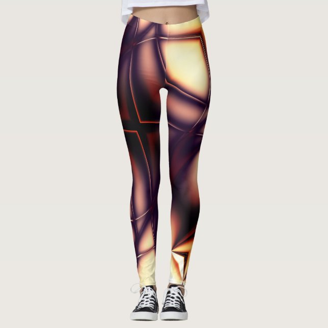 Legging Creme bege queimado sob linha brilhante parece cor (Frente)