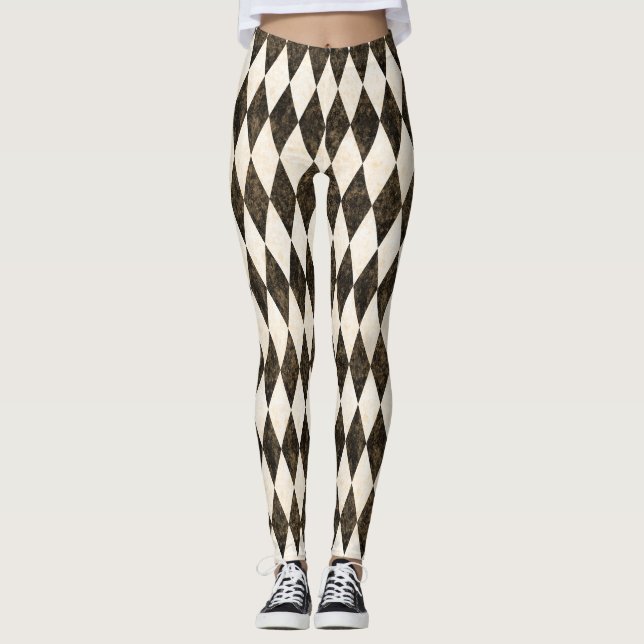 Legging Creme branco preto clássico Harlequin Diamond Argy (Frente)