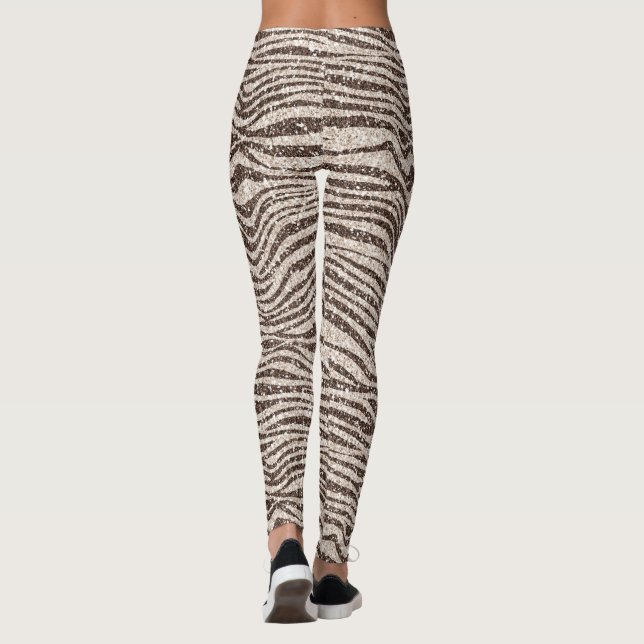 Legging Creme castanho-esbranquiçado Zebra brilhante       (Verso)