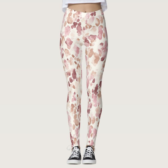 Legging Creme cor-de-rosa Chocolate Castanho Abstrato Leop (Frente)