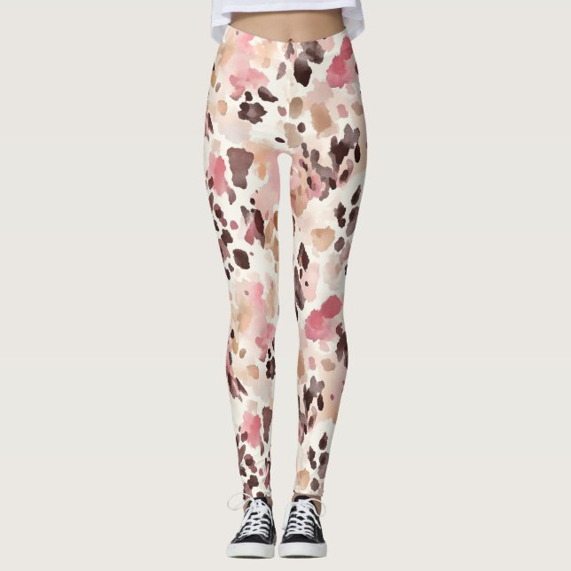 Legging Creme cor-de-rosa Leopardo castanho (Frente)