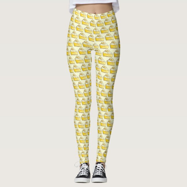 Legging Creme de Banana Amarelo Pie Fatia Foodie Dessert (Frente)