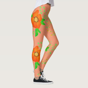 Legging Creme De Coral E Laranja