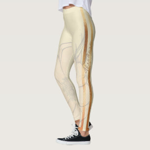 Legging Creme Dourado Floral