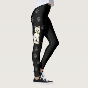 Legging Creme Point Birman / Ragdols Cute Cat & Paws Black