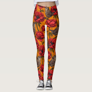 Legging Crenças em um jardim de anêmonas vermelho