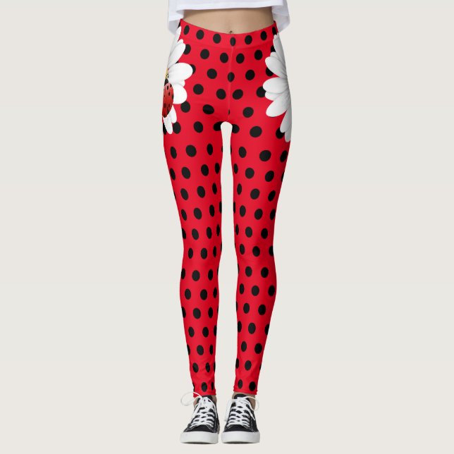 Legging crianças Cute Ladybug Bolinhas Daisy Flower Padrão (Frente)