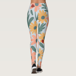 Legging crianças Cute Ladybug Bolinhas Daisy Flower Padrão