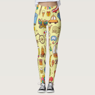 Legging Crianças de rabisco desenhadas à mão: padrão de sa