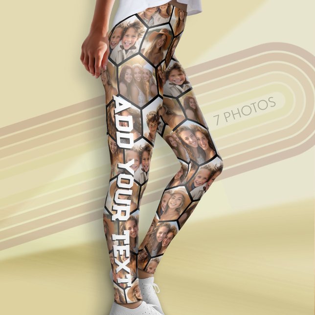 Legging Criar um Hexágono Honeycomb da Colagem de Fotos 7  (Custom Leggings with Photos)