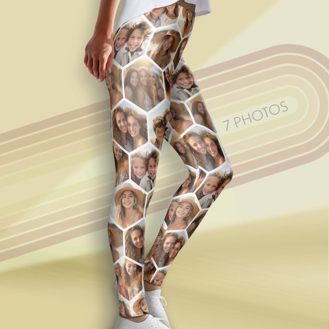 Legging Criar um Hexágono Honeycomb da Colagem de Fotos 7  (Custom Leggings with Photo Collage)