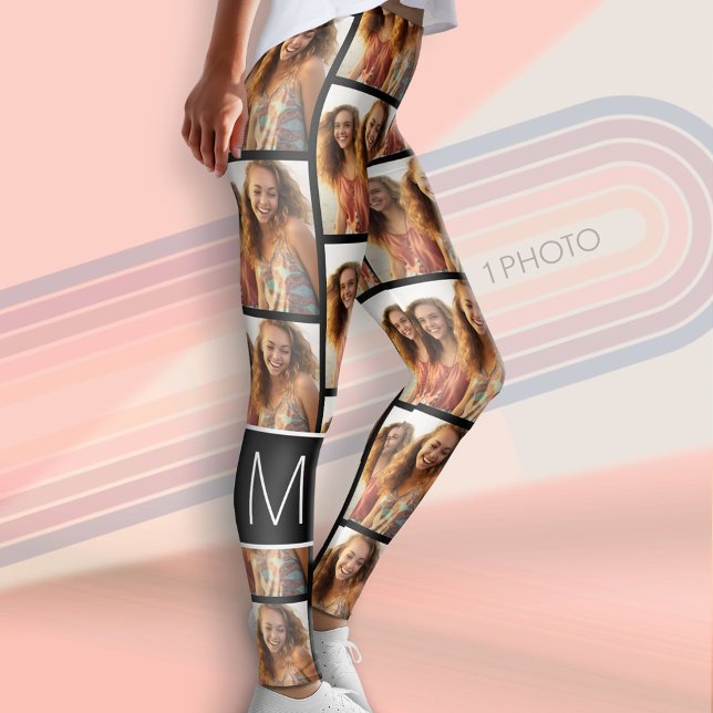 Legging Criar uma Colagem de Fotos Personalizada - 1 Monog (Custom Leggings with 1 Photo)