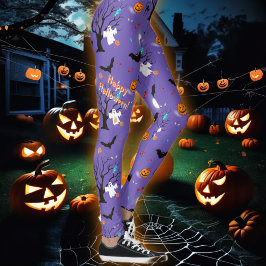 Legging Criaturas e doces engraçados de Halloween