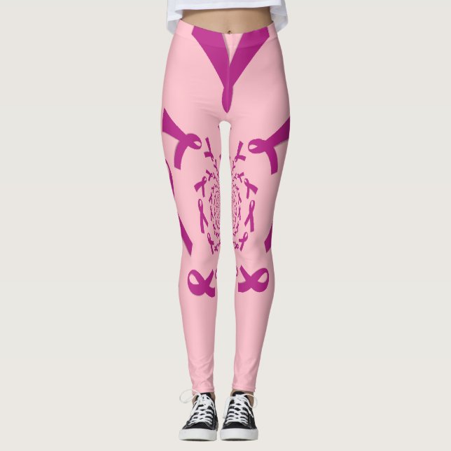 Legging Crie o seu lindo cancer de fita rosa (Frente)