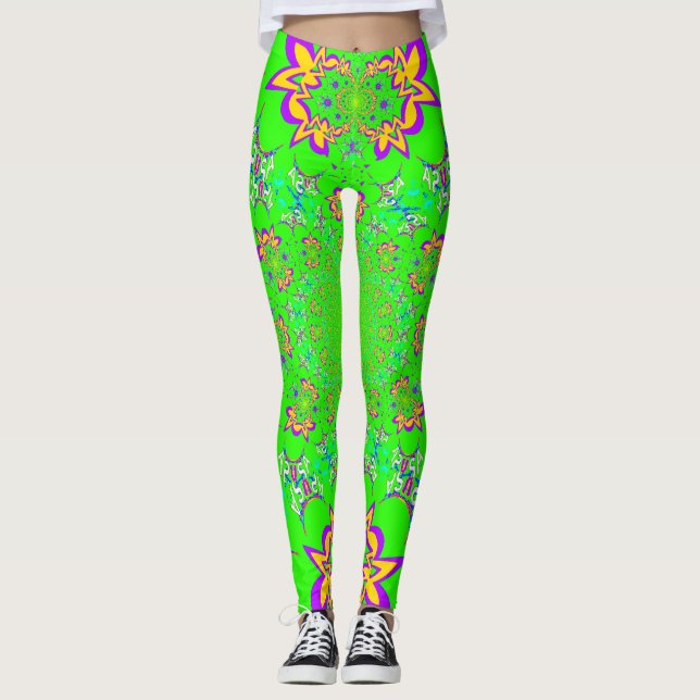 Legging Crie o seu próprio amor bonito padrão floral Vestu (Frente)