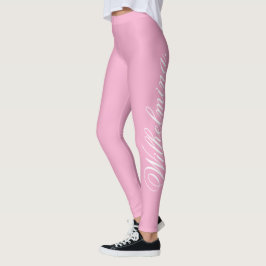Legging Crie Seu Próprio Nome em Rosa Claro Elegante