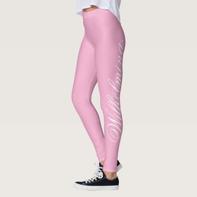 Legging Crie Seu Próprio Nome em Rosa Claro Elegante (Esquerda)