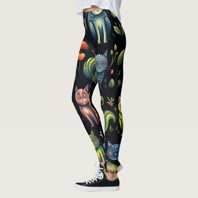 Legging Crie Seu Próprio Prado de Gatos Fantásticos e Capr (Esquerda)