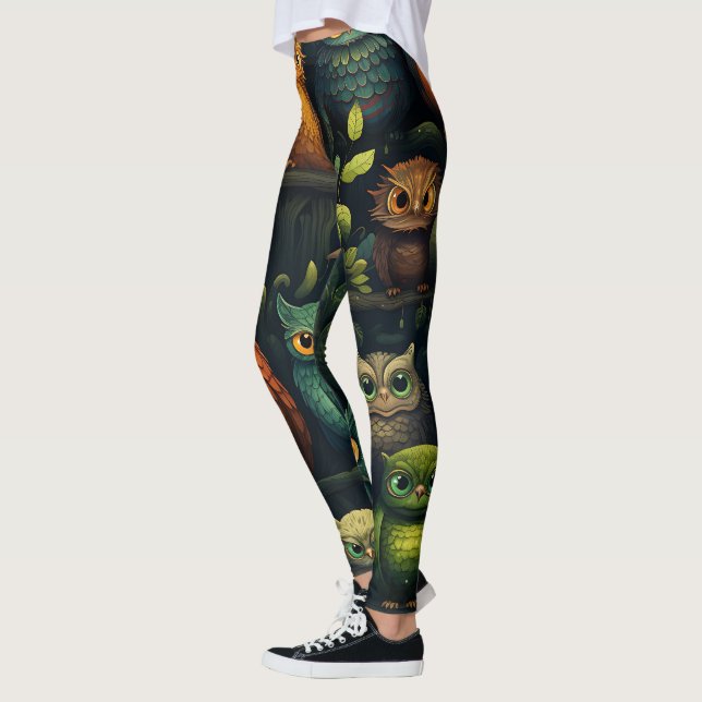 Legging Crie Seus Próprios Corujas Estranhos Preto (Esquerda)