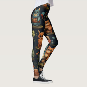 Legging Crie Seus Próprios Corujas Selvagens Coelhos Gatos
