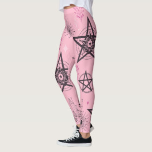 Legging Crie Seus Próprios Cristais Rosa com Pentáculos Pr