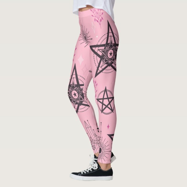 Legging Crie Seus Próprios Cristais Rosa com Pentáculos Pr (Esquerda)