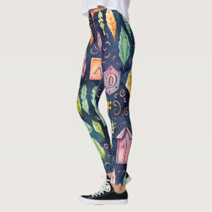 Legging Crie Seus Próprios Runas Florais Multicoloridos Az