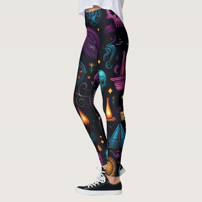 Legging Crie Seus Próprios Símbolos Coloridos & Caveiras P (Esquerda)