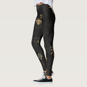 Legging Crie Seus Próprios Símbolos de Bruxa Dourados Pret