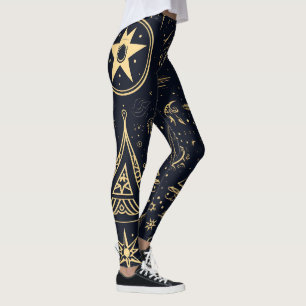 Legging Crie Seus Próprios Símbolos Pagãos Tribais Dourado