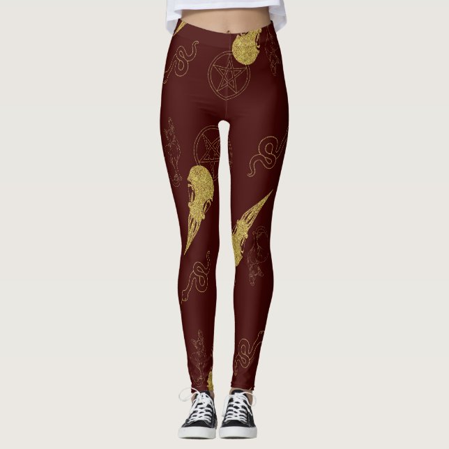 Legging Crie Seus Próprios Símbolos Ritualísticos Dourados (Frente)