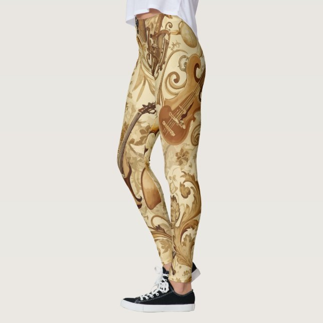 Legging Crie Sua Própria Colagem Floral Orquestra Dourada (Esquerda)