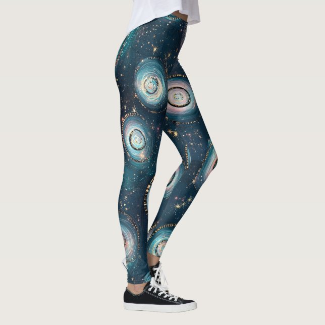 Legging Crie Sua Própria Galáxia de Bolhas Rosa Turquesa (Direita)