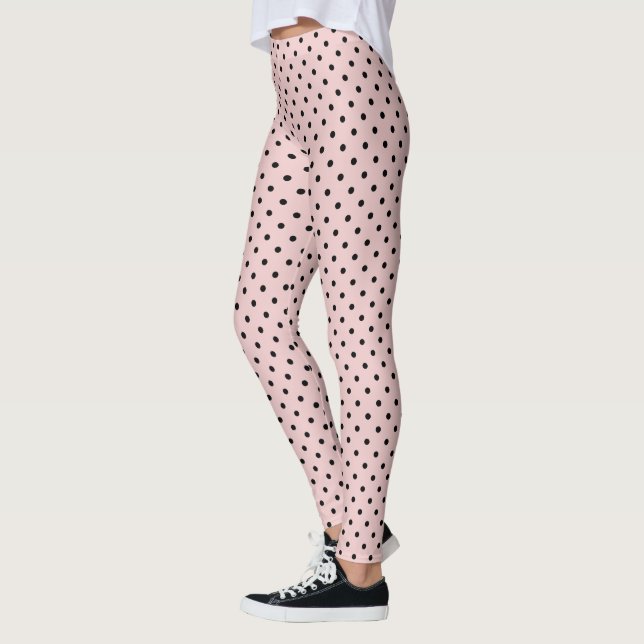 Legging Crie sua própria Rosa claro Bolinhas preta (Esquerda)